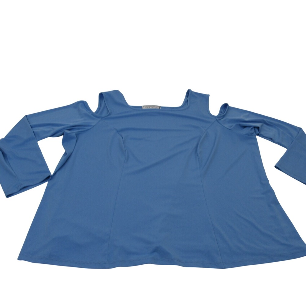 SIMONTON Says Women Blue Cold Shoulder Long Sleeve Tunic Top Size 2X‎
